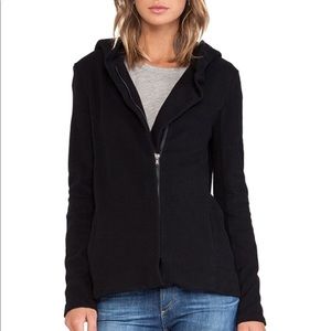 James Perse Standard black hooded hidden zip sz 3